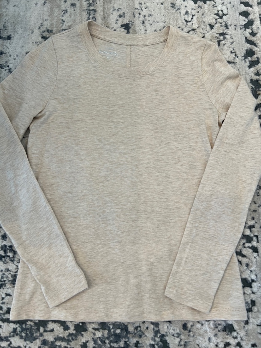 J.Crew Factory Long Sleeve Girlfriend Tee Tshirt XS Light Oatmeal Heather